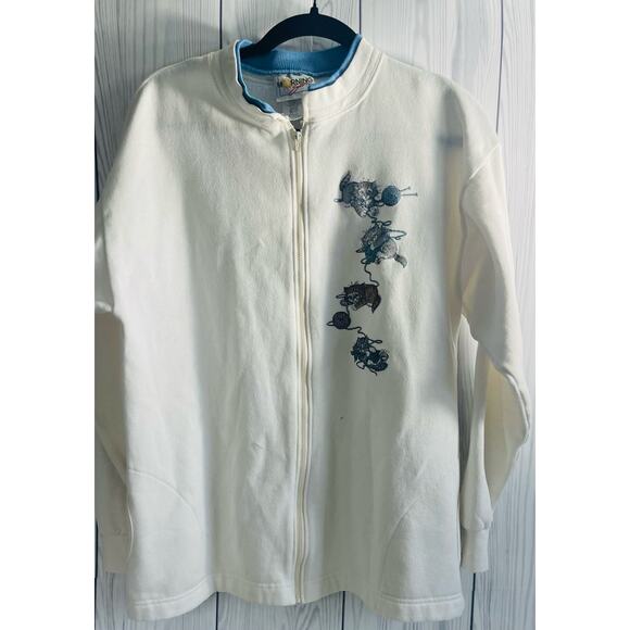 Vintage Morning Sun USA Kitten Playing Zipper Cardigan Size Medium (READ) - Picture 4 of 9